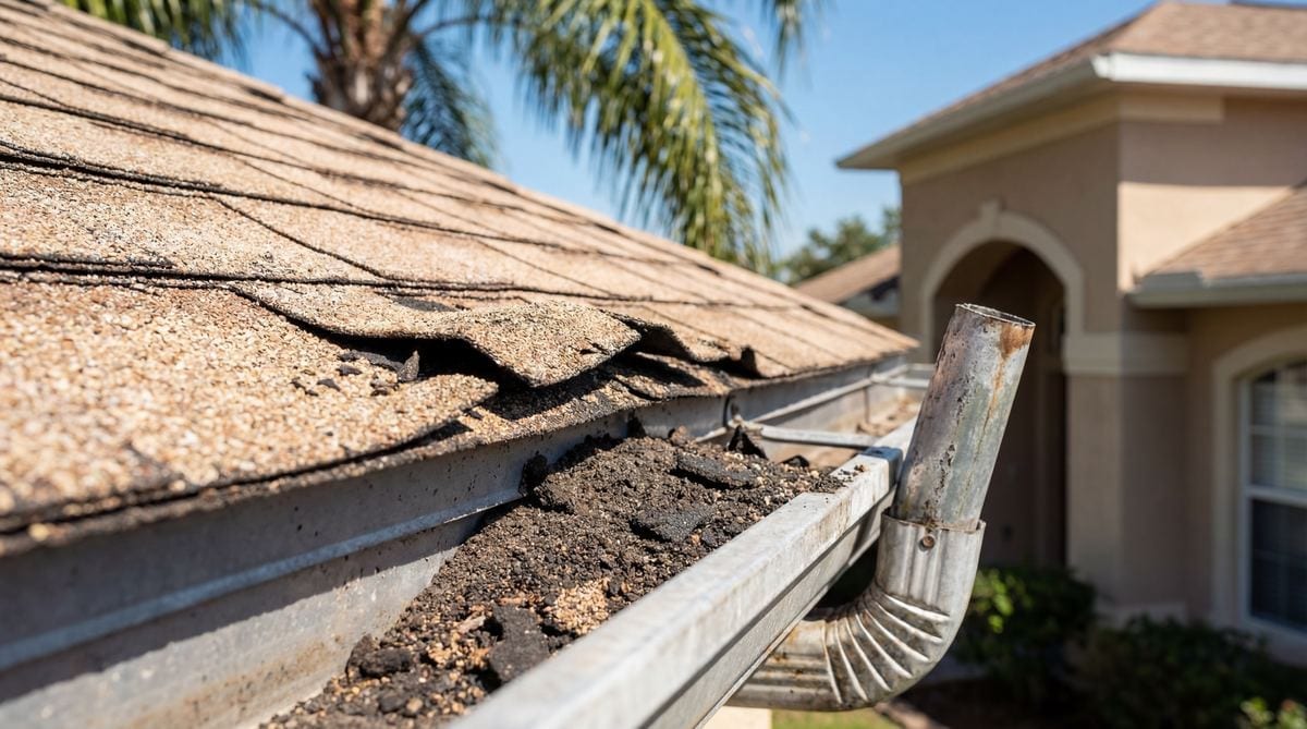 Seamless gutters and roof edge on a Tampa Bay home