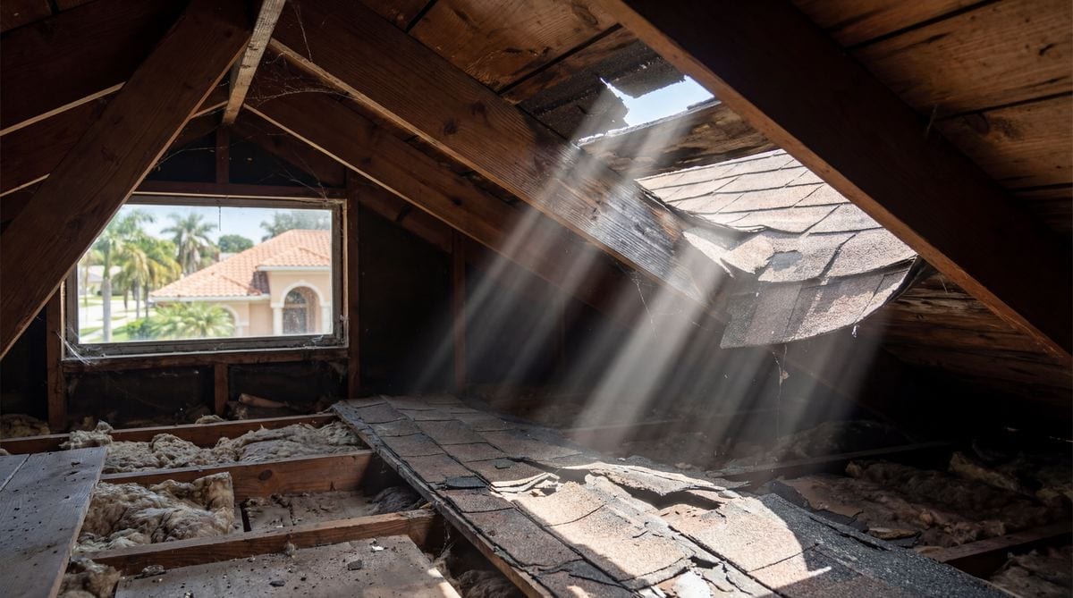 5. Visible Daylight Through the Attic Roof