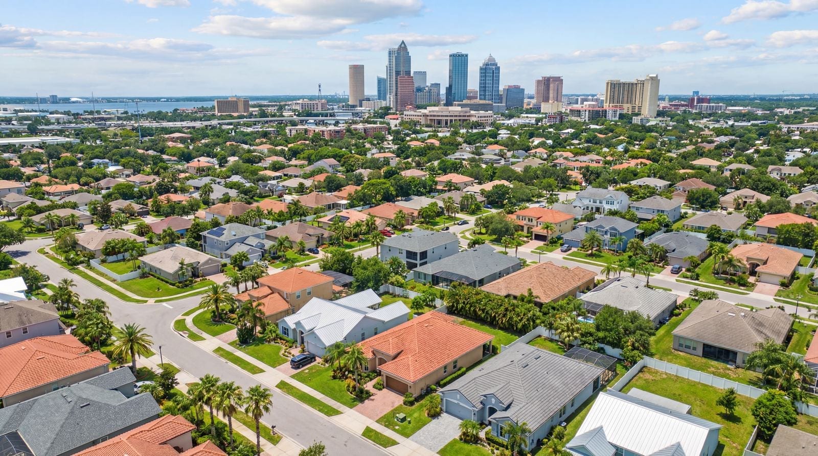 Aerial view of Hillsborough County, FL roofing service area