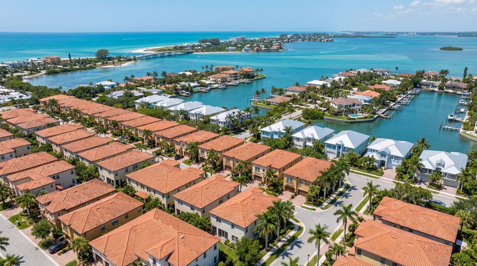Aerial view of Manatee County, FL roofing service area