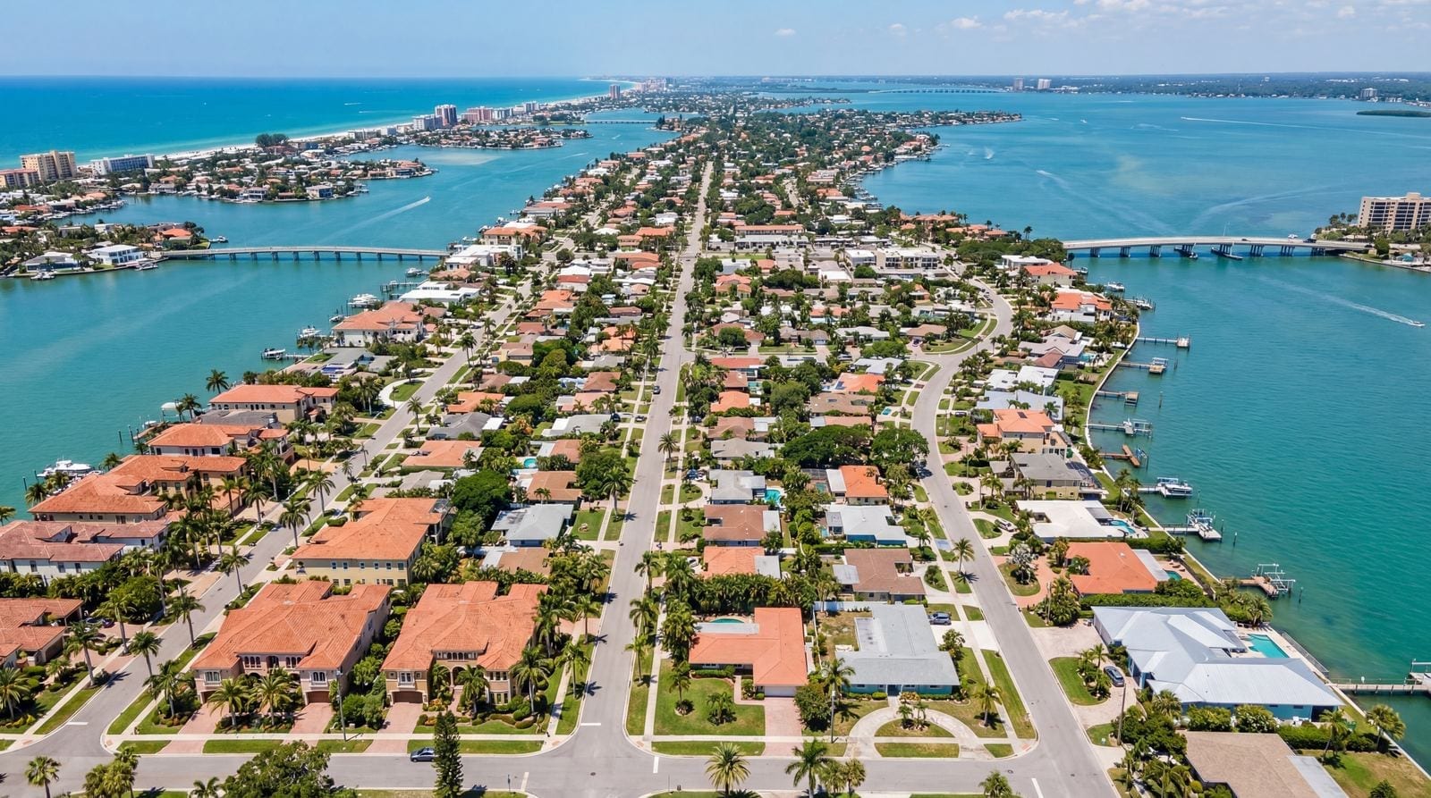 Aerial view of Pinellas County, FL roofing service area
