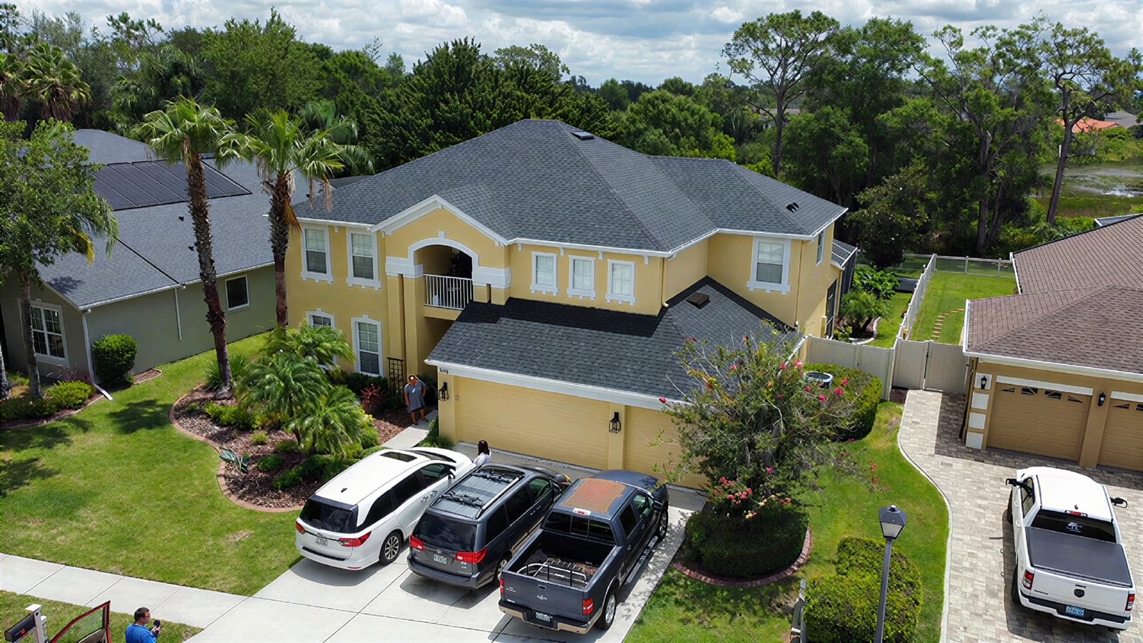 Finished architectural shingle roof replacement on a Tampa Bay home